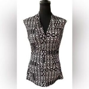 VINCE CAMUTO Women's sleeveless blouse with print and V-neck, size L